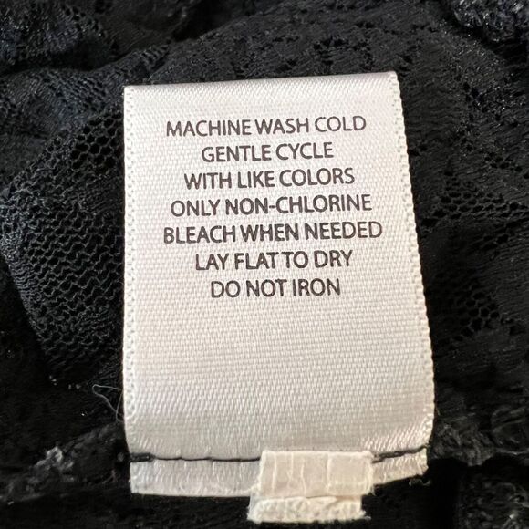 Pure Energy Womens Blouse Top Shirt Sheer Lace Ruffled Pullover Black Size 4 - Picture 9 of 9